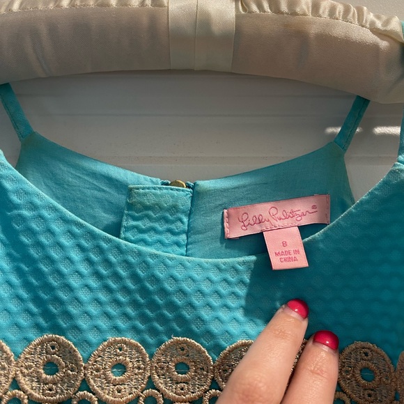 Striped Blue and Gold Lilly Dress - Picture 5 of 5